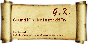 Gyurán Krisztián névjegykártya